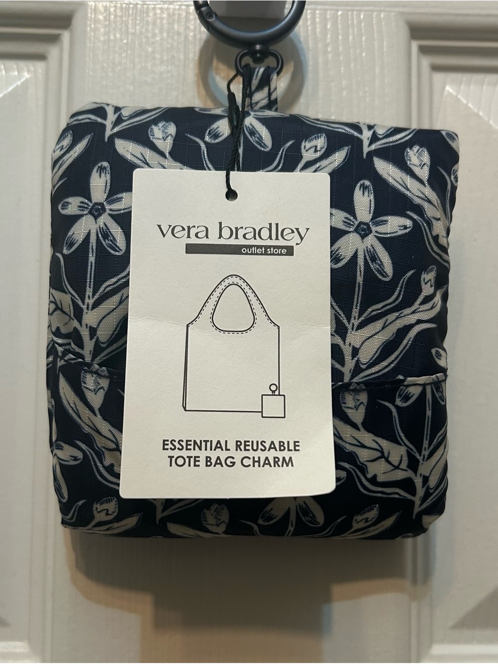 Vera Bradley Navy Floral Essential Reusable Tote Charm